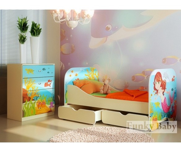 Детская мебель Русалочка: комод + кровать с двумя ящиками 
