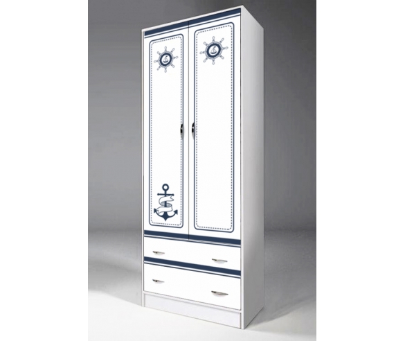 Двухдверный шкаф Капитан в белом цвете