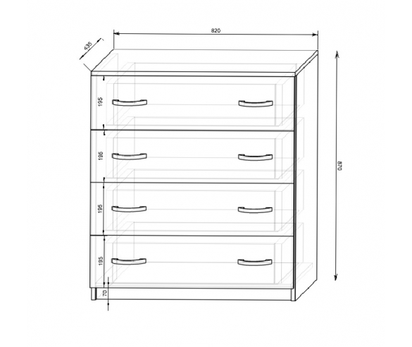 Комод Капитан КП-13/5 - схема и размеры 