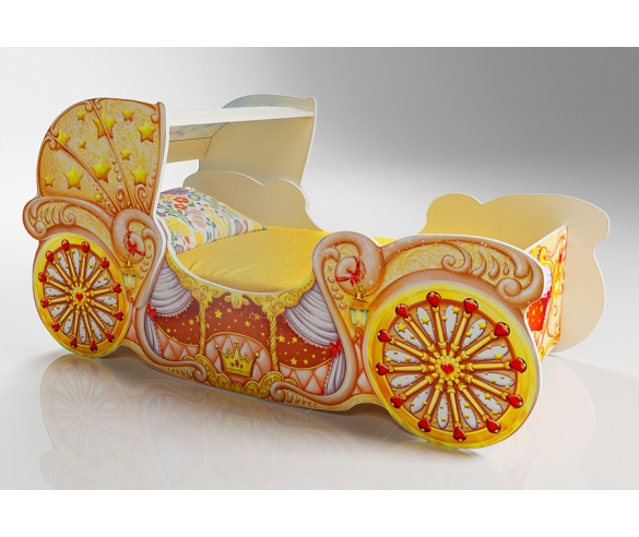 Кровать карета мини 20014 для девочек с куполом в желтом цвете 