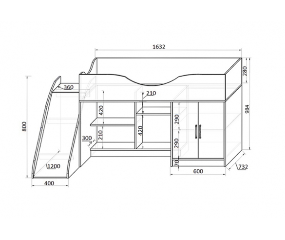 Схема детской кровати-чердак Зайка