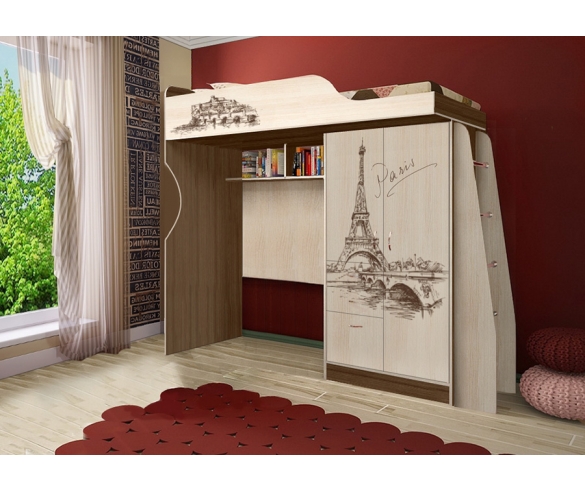 Кровать-чердак с нишей Фанки Тревел ФТР-4/1
