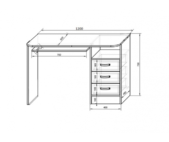 Размеры письменного стола Фанки тревел ФТР-13/1