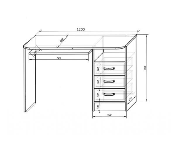 Схема письменного стола Фанки Лилак 