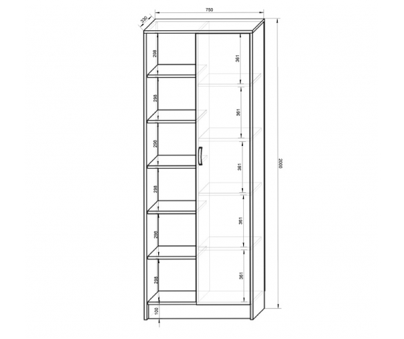 схема и размеры стеллажа Фанки Кидз Футбол