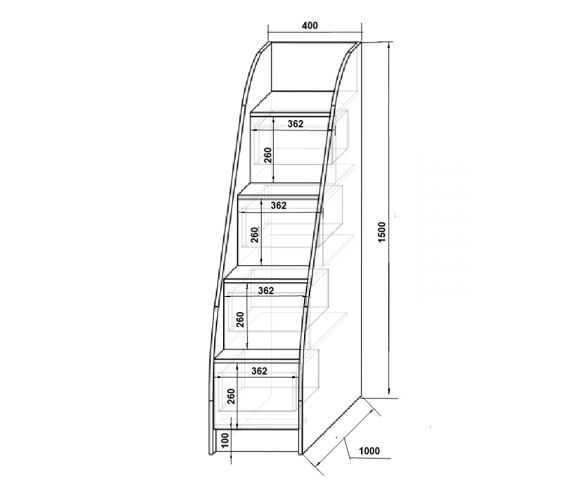 Тумба-лестница Жасмин - размеры и схема 