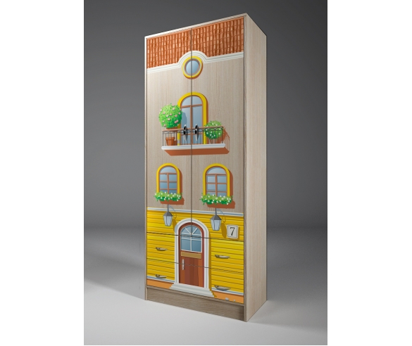 Шкаф двухдверный Волшебный Город в цвете Дуб Кремона