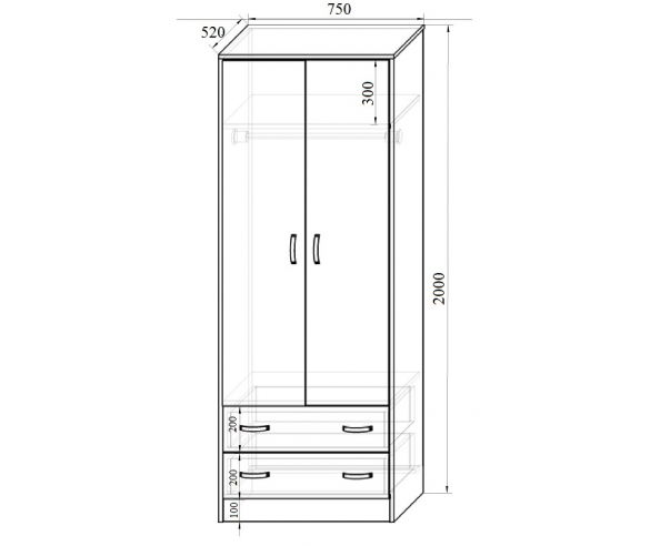 Схема шкафа Волшебный город с размерами