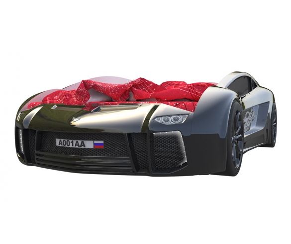 Объемная пластиковая кровать машина Ламборджини в черном цете 