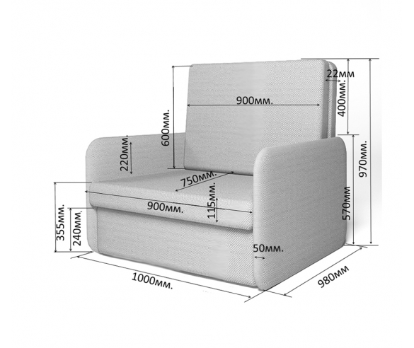 Схема и размеры дивана Бланес 3