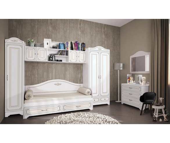 Композиция с мебелью Ноктюрн Мокко и двухдверным шкафом 