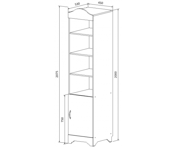 Схема детского пенала-стеллажа Ноктюрн