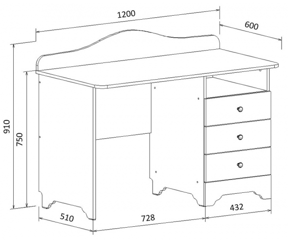 Схема письменного стола Ноктюрн 