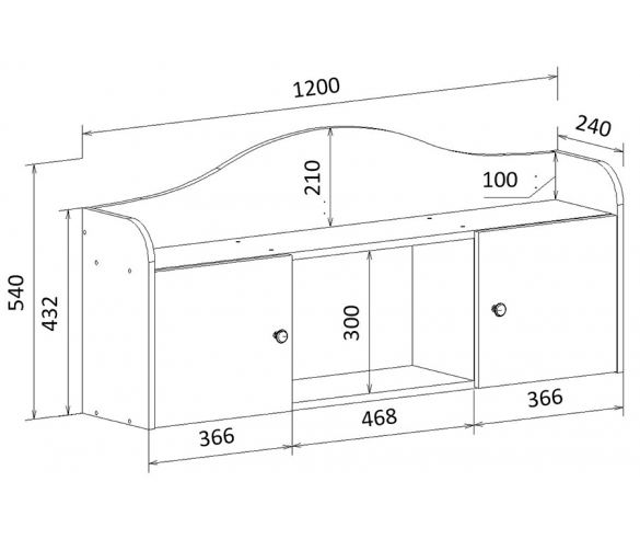 Размеры полки Ноктюрн 