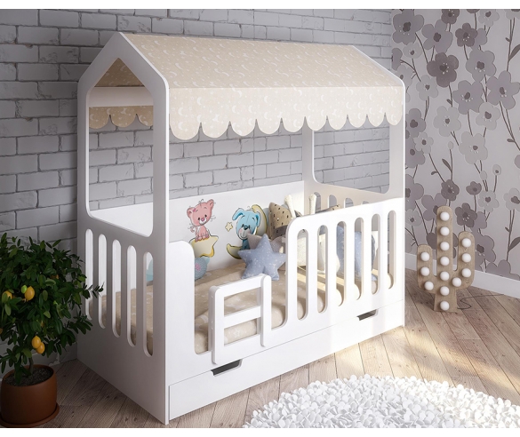 Детская кровать Домик Сказка в белом цвете 