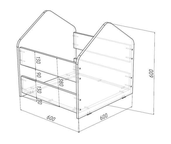 Схема и размеры ящика Домик Сказка 
