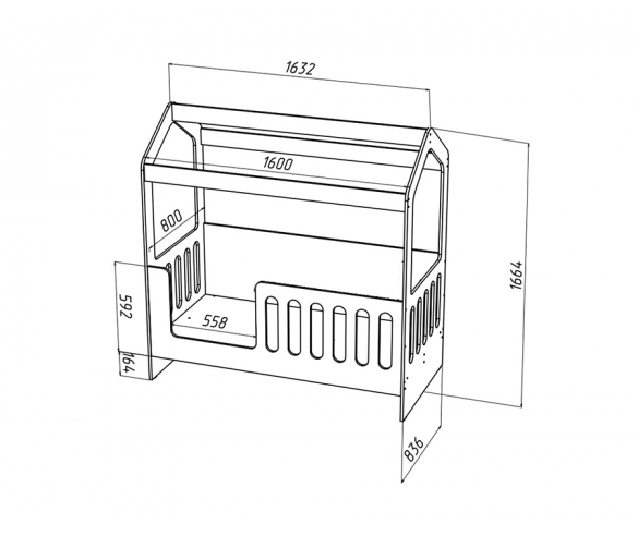 Схема и размеры детской кровати Домик Сказка