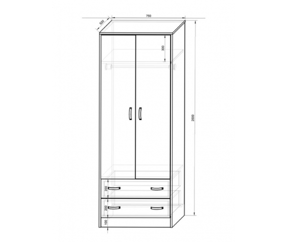 Шкаф двухдверный Мишка МК-13/3 с размерами