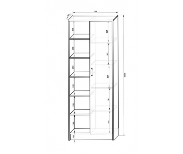 Схема с размерами стеллажа Мишка МК-13.4