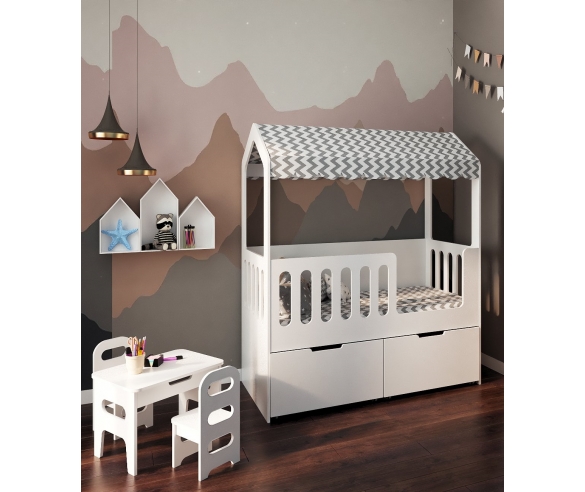 Кровать Домик Сказка с высокими ящиками ДС-35
