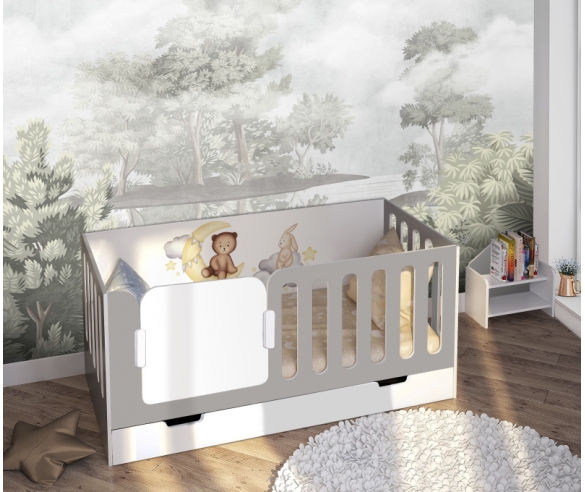 Кровать Сказка с высокими боковинами и рисунком Мишка