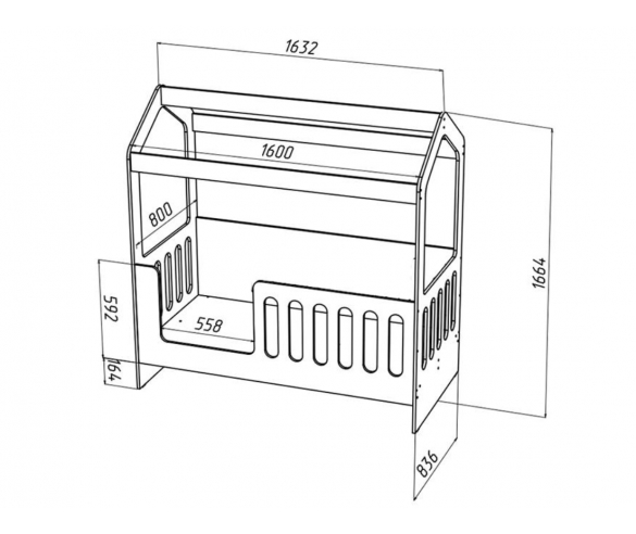 Схема и размеры детской кровати Мишка
