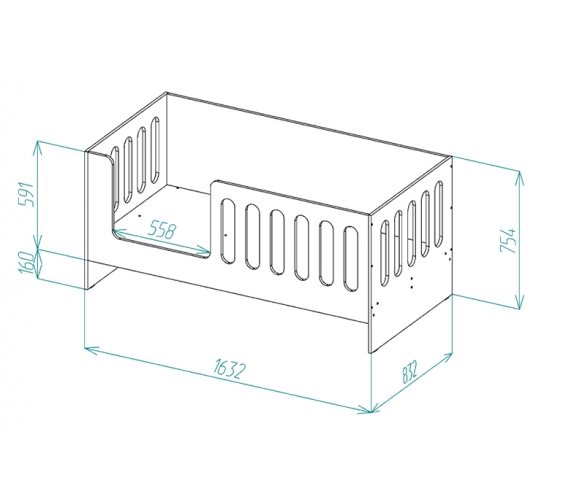 Низкая кровать с высокими боковинами Сказка - размеры и схема 
