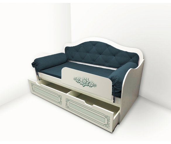 Кровать Ноктюрн в цвете декора Аквамарин + бортик с рисунком