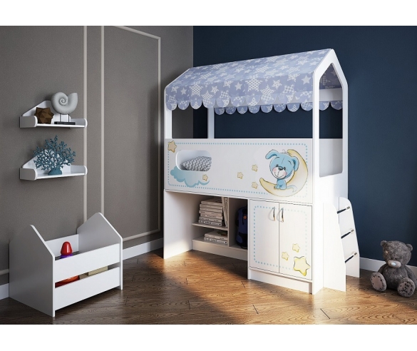 Кровать-чердак с рисунком Собачка ДС-12