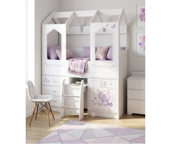 Кровать ДС-14 с рисунком Лилак