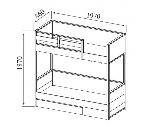 Двухъярусная кровать Робин Вуд схема с размерами