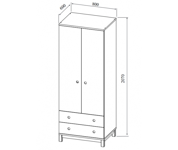 Двухдверный шкаф Робин Вуд схема с размерами