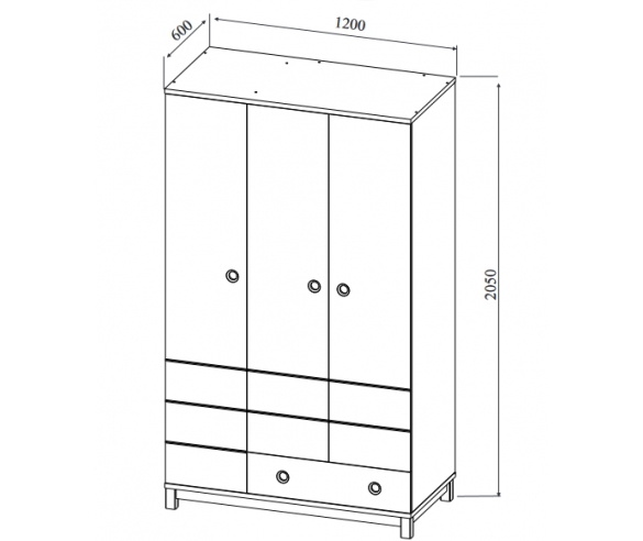 Шкаф трехстворчатый Робин Вуд схема с размерами