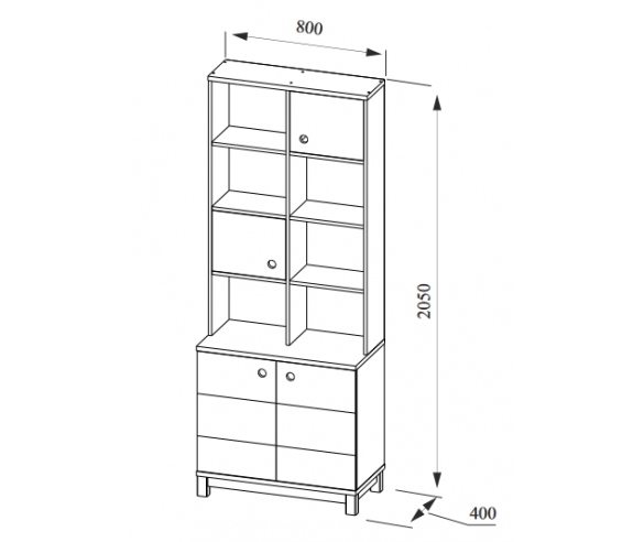 Широкий стеллаж Робин Вуд схема с размерами