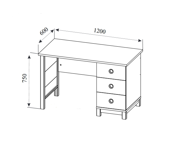 Схема стола с размерами