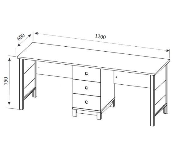 Стол на два рабочих места Робин Вуд схема с размерами