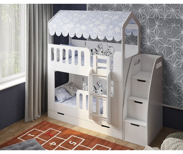 Двухъярусная кровать Сказка и тумба-лестница