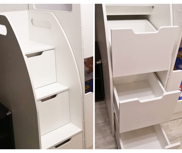 Тумба лестница с открытыми ящиками