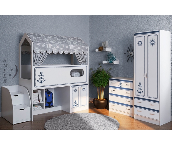 Комплект мебели с кроватью-чердаком Капитан