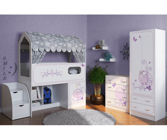 Кровать-чердак с мебелью Лилак