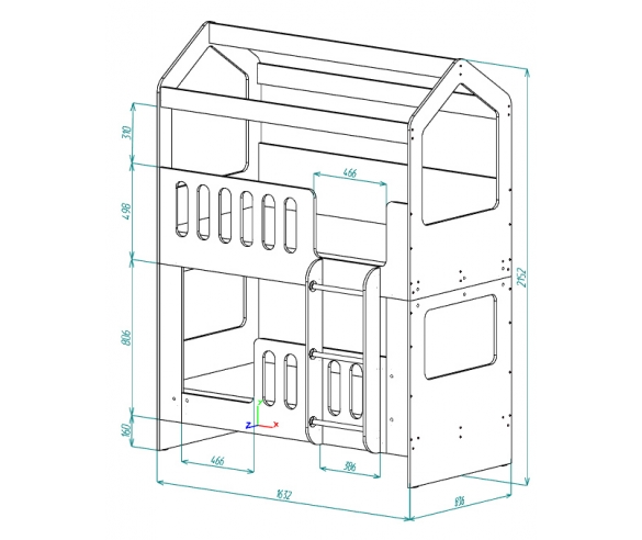 Схема двухъярусной кровати