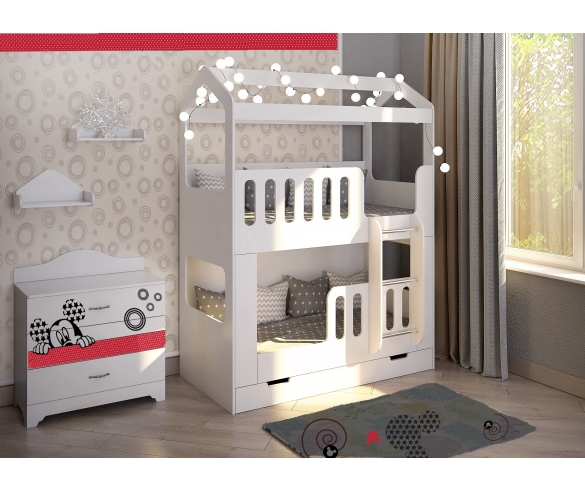 2-ярусная кровать домик Сказка Хэппи Маус