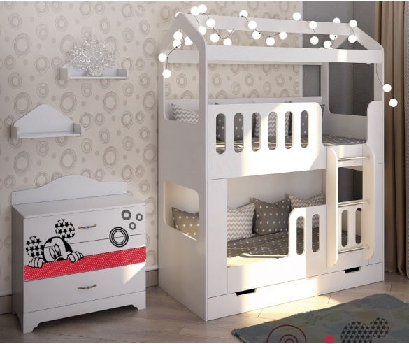 2-ярусная кровать домик Сказка Хэппи Маус