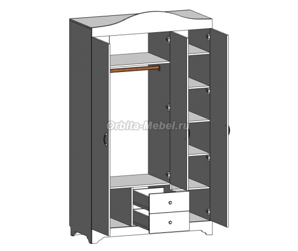 Внутреннее наполнение трехдверного шкафа