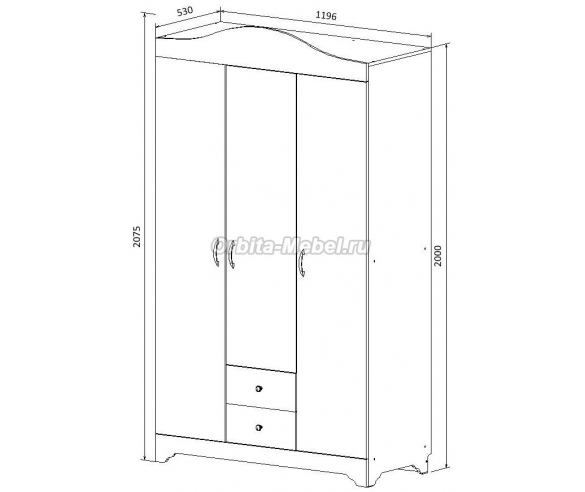Схема трехдверного шкафа