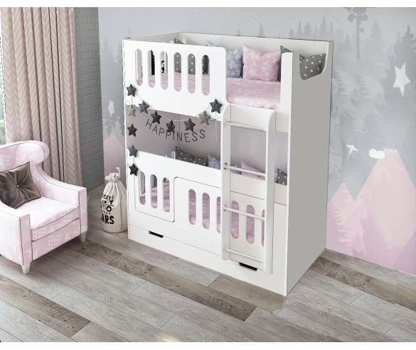 Кровать домик сказка со сплошным бортиком в базовой комплектации + выкатной ящик