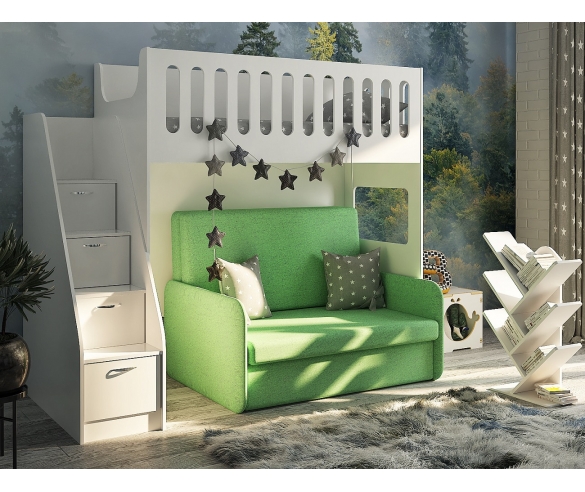 Кровать-чердак ДС-27 с раскладным диванчиком