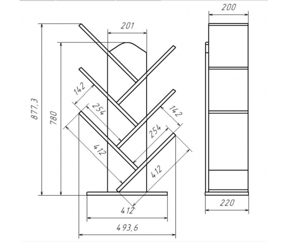 Схема стеллажа Зигзаг