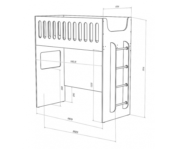 Схема кроватки ДС-27 180х80 см.