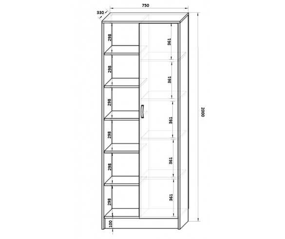 Схема стеллаж с открытыми полками